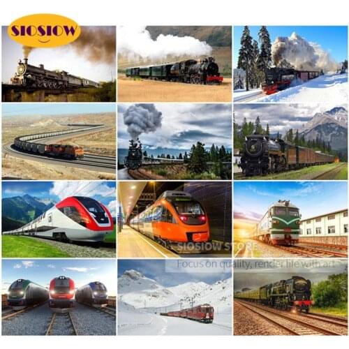 SIOSIOW 5d Diy Diamond Painting Train Photo Daimond Embroidery Full Square Drill Mosaic Rhinestone Decorations Home New Arrivals