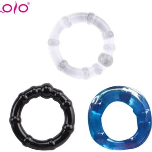 OLO 3PCS Silicone Cock Rings Delay Ejaculation Penis Rings Adult Sex Toys Sex Products for Men Couple Game