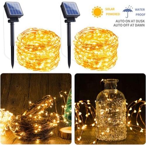 Led Copper Wires Solar String lights Solar Panel 20M 8Modes Lampara For outdoor waterproof Chrismas Garden wedding Decorative