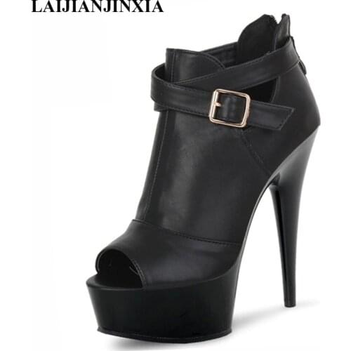 LAIJIANJINXIA New Sexy 15cm High Heels Night Club Party Queen Dance Shoes Platform Women Dress Pole Dance Pumps Ankle Boot Shoes