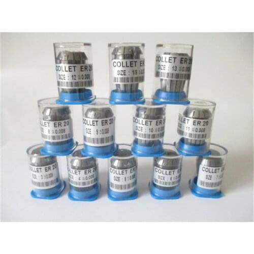 High Precision 0.008 12pcs ER20 collets ER 20 Spring Collet Suitable for ER Collet Chuck Holder