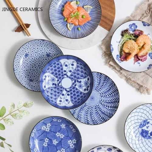 Japanese Ceramic Plate Dish Household Cake Salad Dish Western Food Plates Western Plate Pasta Steak Dishes Kitchen Dinnerware