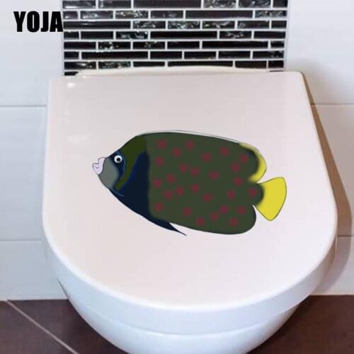 YOJA 25*13.6CM Spotted Fish Living Room Home Decor Toilet Decal Wall Sticker Cartoon Animal T3-0939