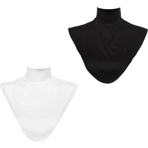 2pcs Ladies Detachable Collar Muslim Hijab Scarf Turtleneck Cover Headscarf Accessory White / Black