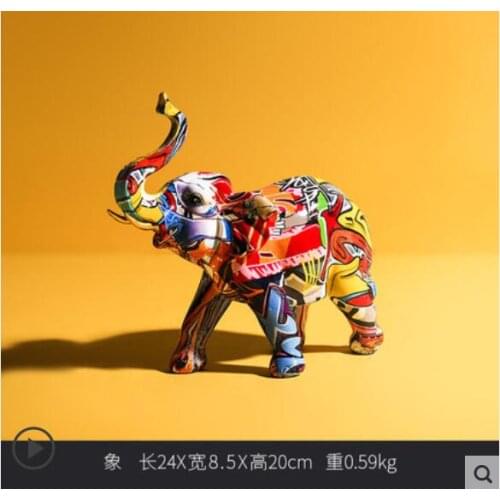 Elephant Painting manual Resin handicraft furniture office study home simulation animal sculpture Colorful dog decoration