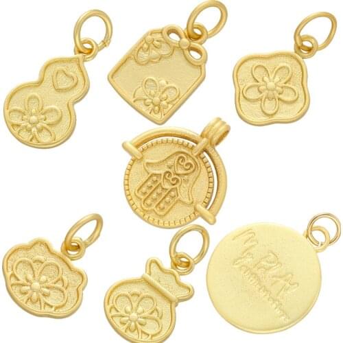 ZHUKOU Gold Asian Gold Ancient Pendant for Women DIY Handmade Necklace Jewelry Earrings Accessories Supply Wholesale VD912