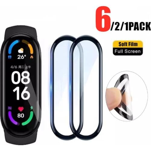 6/2/1 Pack 3D Screen Protector for Xiaomi Mi Band 4 5 6 Film MiBand Smart Watch Full Soft Protective Film For Xiaomi Miband4 5 6