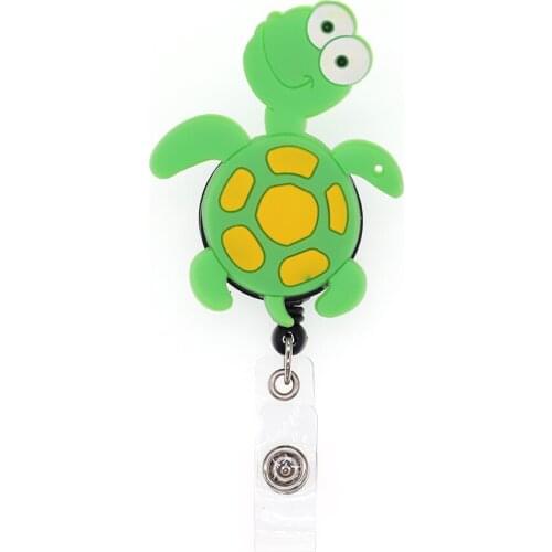 10pcs/lot Free Shipping New Cute PVC Tortoise Retractable ID Badge Holder