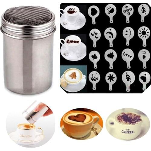 16Pcs Coffee Stencils Coffee Printing Mould Foam Latte Fancy Decorating Art Stencils Barista Template Latte Powdered Sieve Tools
