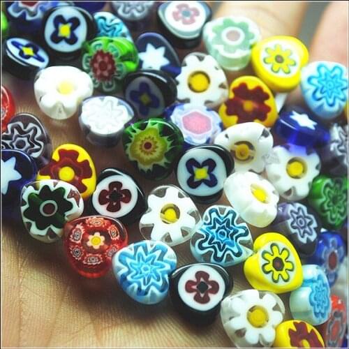 38pcs nice millefiori glass beads flower beads accessories diy beads heart shape size 12mm glass beads strings