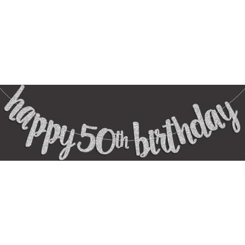 Gold/Black/Silver Glitter Happy 50th Birthday Banner Popular Fifty Anniversary Party Decor 50 Birthday Party Decorations Supplie