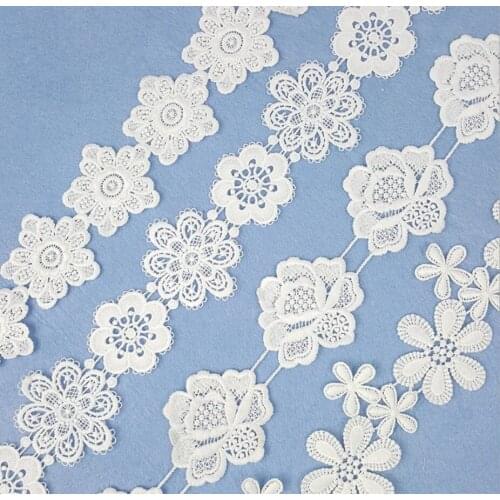 6 CM off white beautiful flower DIY sewing craft gift lace ribbon garment dress home decoration guipure water soluble lace trim