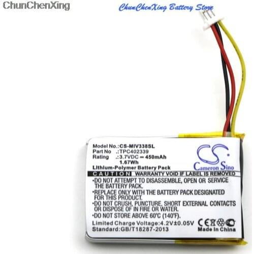Cameron Sino 450mAh Battery TPC402339 for Mio Mivue 338, 358P, 658p, 366, 388, For Papago F210