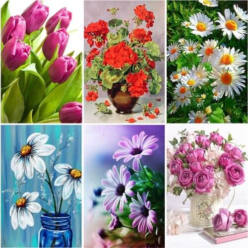 Flower Art Decor 5D Diamond Painting Full Drill Embroidery Cross Stitch Kits Rhinestone Wall Arts Handmade Artwork
