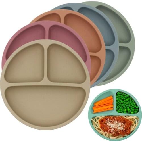 Kidss tableware silicone non-slip baby bowl food grade smiley tableware childrens training feeding plate kitchen fruit plate