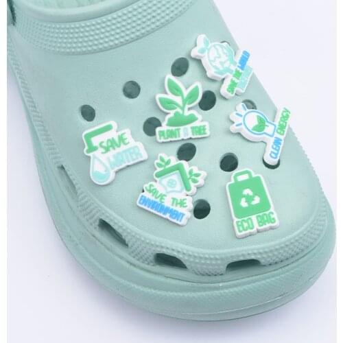 Environmentalism Croc Shoes Charms Eco Bag Save Water Shoe Decoration Environment Protection Clean Energy Accessories Plant Tree
