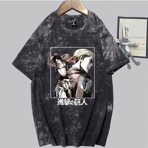 Mens Oversize T Shirt Anime Attack on Titan Short Sleeve Hip Hop Tshirt Clothes Male