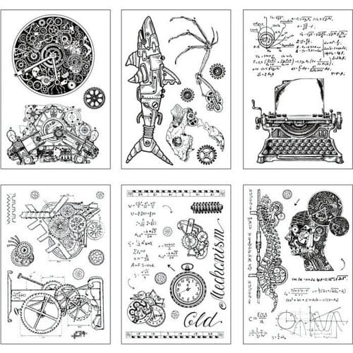 Hot selling Retro machinery alphabet transparent clear stamp / silicone seal roller stamp DIY scrapbook album / card production