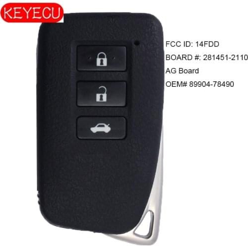 KEYECU Smart Key 3 Button Transmitter for Lexus NX300H NX200T NX300 2015-2018 P/N: 89904-78140 2110 AG Board
