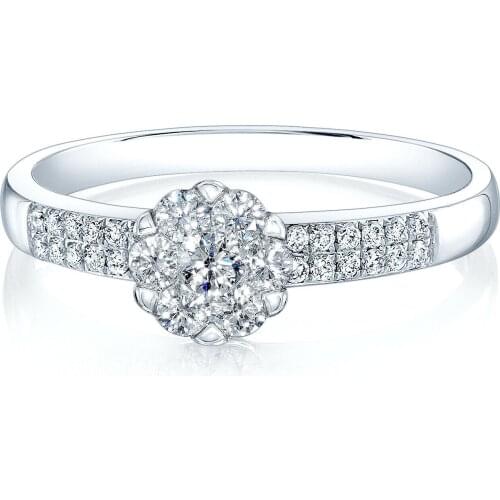 Womens 10k White Gold Diamond Anniversary Ring Solitaire Natural Round Cluster