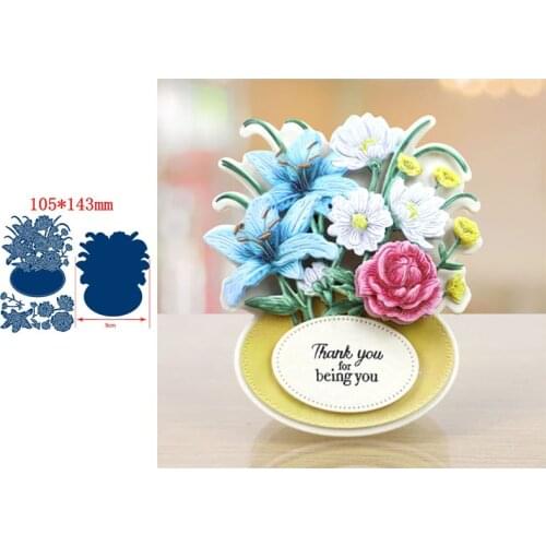 Beautiful Flowers Lily Peony Vase Decoration Metal Cutting Dies Scrapbooking Paper DIY Cards Crafts Embossing Die Cuts New 2019