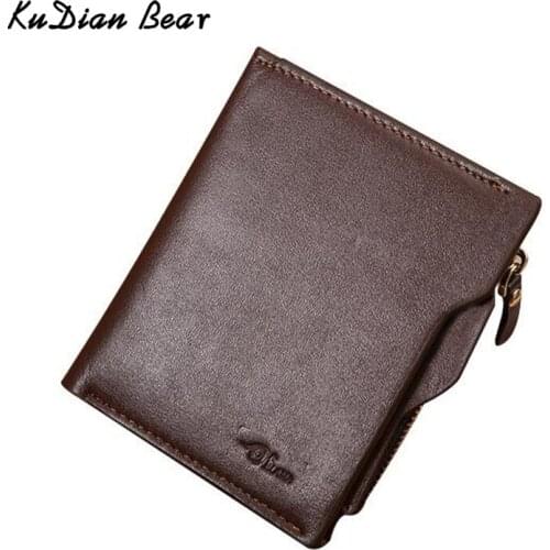 KUDIAN BEAR Men Coin Purse Fashion PU Leather Male Wallets Casual Credit Card Holder Slim Clutch Bag BIH226 PM49