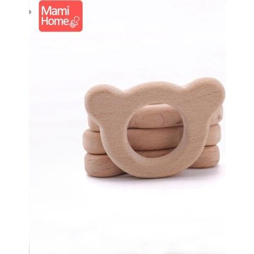 Mamihome 10pc DIY Dummy Clip Food Grade Wood Necklace Bracelet Pendant Wooden Beech Wood Bear Shaped Teether Wooden Teethers