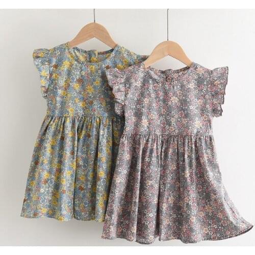 Menoea 2021 New Summer Korean Style Girls Short Sleeve Floral Dress Kids Design Dresses Girl Dress For Girls Clothing Dresses