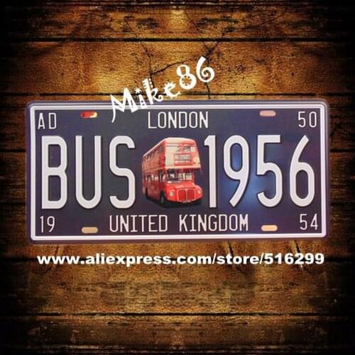 [ Mike86 ] BUS 1956 LONDON License Plates Vintage Wall Plaque decor Metal Painting PUB Souvenir D-167 Mix order 30*15 CM