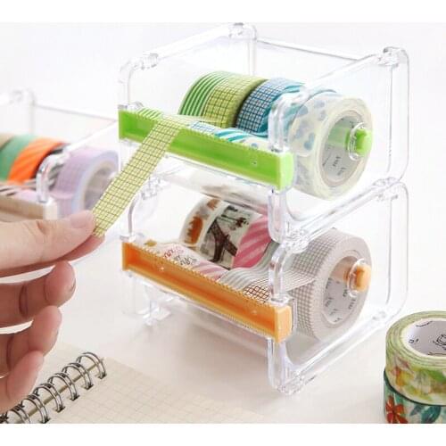 Mini Multifarious Paper Washi Tape Holder Cutterbar Two Sawtooth Tapes Cutter Office Desk Accessories School Supplies H6071