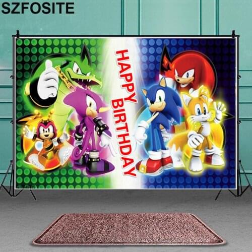 Cartoon Hedgehog Running Red Green Dot Personality Party Background Boy Nick Birthday Decoration Kids Photography Photo Backdrop