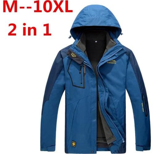 Plus size 10XL 8XL 6XL 5XL Mens Waterproof Windpoof Jackets Men thicken 2 in 1 Autumn winter Jacket Coats Male Brand Clothing
