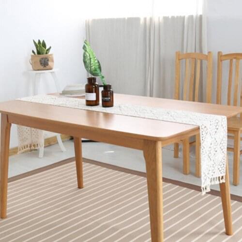 Table Runner Chic Rustic Cotton Rectangle Handmade Crochet Lace Table Runner for Table Decor