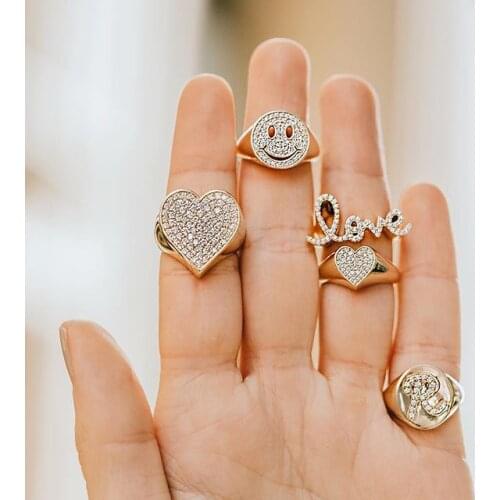 New 100% 925 Pure Silver Exquisite Love Letters Friendship Ring Clear CZ Women Simple Dainty Cute Love Ring Jewellery wholesale