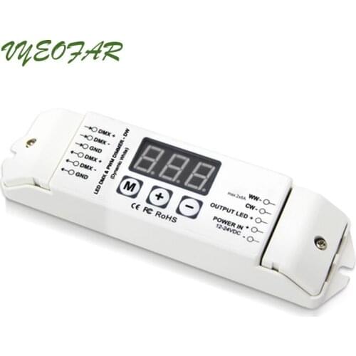 New DMX Decoder BC-832;2 Channel Led DMX512 Slave;DC12V-24V Input;8A*2CH Output Led Single CCT Strip Controller