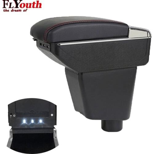 Car Armrest Box For Renault Kaptur Captur QM3 2014-2017 USB Charging LED Light Arm Rest Rotatable Centre Console Storage Box