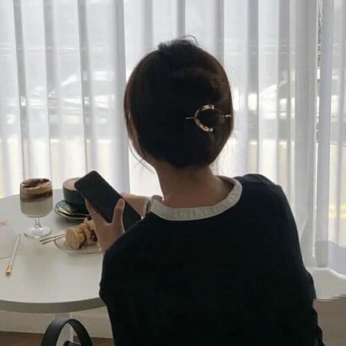 QCOOLJLY Hair Stick Original Design Alloy Round Top Hairpin Metal Gold Bun Holder Women Girls Hair Jewelry Hair Accessories