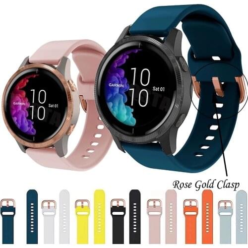 Rose Gold Button Silicone WatchBands Sports Wrist Strap For Garmin Forerunner 245M/645/Vivoactive 3/Venu SQ Band Bracelet Correa
