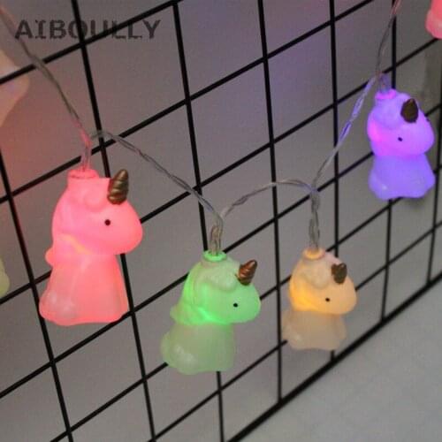 Romantic Wedding Favors 10pcs 3 style Cute Unicorn Head Led String Night Light Baby Shower Room Background DIY Christmas Decor