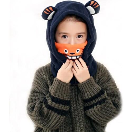 Doitbest 4-10 years Plus velvet boys Beanies 100%cotton solid Winter hat Child Windproof Thick kids girls Earflap Caps