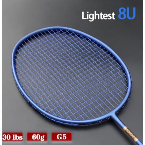 Ultra Light 8U 60G 100% Carbon Fiber Badminton Rackets With String Bags 22-30LBS G5 Professional Racquet Sports For Adult