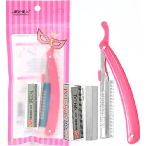 10 pieces of Portable Eyebrow Trimmer Foldable Hair Remover Set Women Face Razor Eyebrow Trimmers Blades Shaver Eyebrow tools