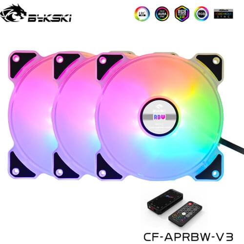 BYkski 12CM Fan,Computer Use Rainbow Color ,2,3,4,5,6 PCS Set With Controller ,120x120x26mm , CF-APRBW-V3