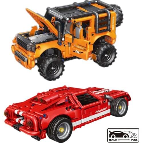 Off-Road Vehicle SUV Racer Building Blocks High-tech City Pull Back Car GT Functional Racing Model Bricks Toys Gift for Children