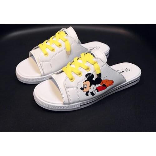 Disney cartoon Mickey mouse ladies fashion slippers new summer wild casual leather lazy half drag sandals