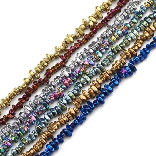 JHNBY 15'' Gold silvers black Hematite irregular gravel Natural Stone spacer Loose beads for Jewelry making bracelet DIY Finding