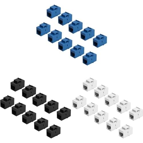 10Pcs RJ45 Connector Keystone Jack Cat6 Extension Coupler Ethernet Network LAN Cat 6 Coupler Jacks Extend Adapter