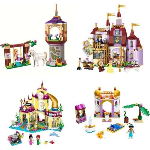 10436 383PCS Princess Series Building Block Disney Belle Princess Ariel Rapunzel Castle 10434 10564 10565 GirlToy Christmas Gift