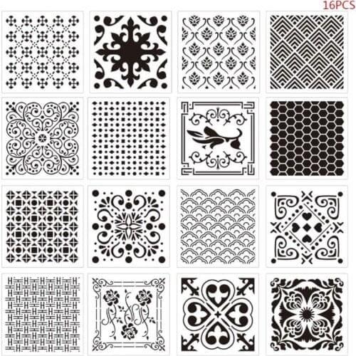 16pcs/set Mandala Stencil Wall Painting DIY Drawing Template for Stones Rocks Wood Funiture Decorative