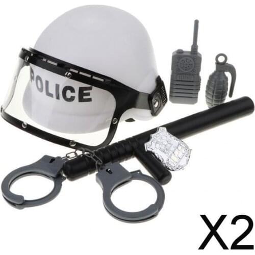 2xChildren Pretend Play Game Toy Police Man Role Play Cosplay Set 6 Pieces